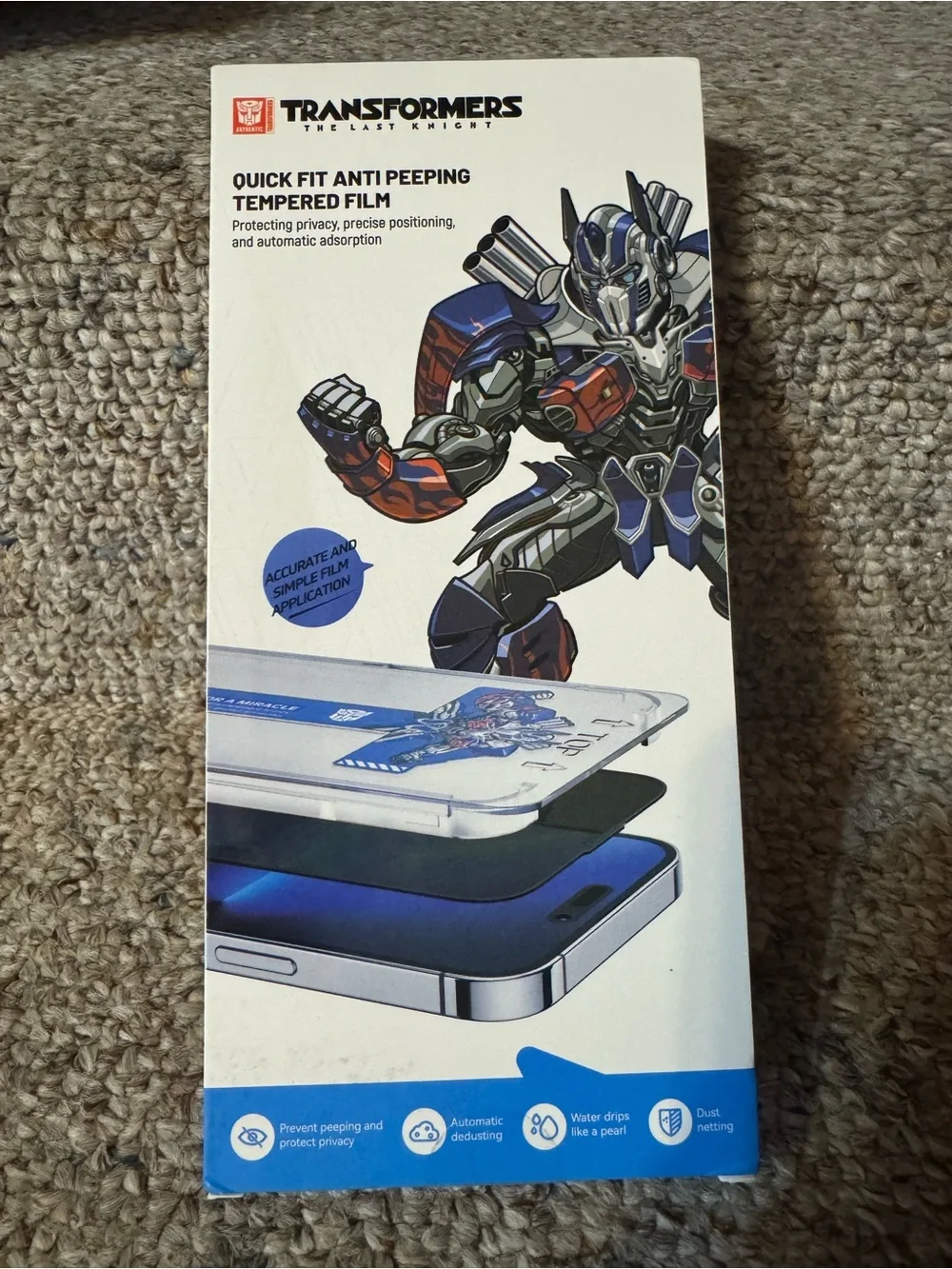 Quick Fit Anti-Peeping Tempered Film Screen Protector - Blue